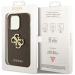 Guess PU Perforated 4G Glitter Metal Logo kryt pre iPhone 15 Pro Max, Taupe