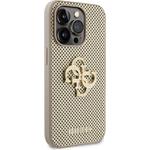 Guess PU Perforated 4G Glitter Metal Logo kryt pre iPhone 15 Pro Max, zlatý
