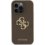 Guess PU Perforated 4G Glitter Metal Logo kryt pre iPhone 15 Pro, Taupe