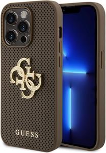 Guess PU Perforated 4G Glitter Metal Logo kryt pre iPhone 15 Pro, Taupe
