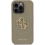 Guess PU Perforated 4G Glitter Metal Logo kryt pre iPhone 15 Pro, zlatý