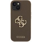 Guess PU Perforated 4G Glitter Metal Logo kryt pre iPhone 15, Taupe