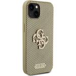 Guess PU Perforated 4G Glitter Metal Logo kryt pre iPhone 15, zlatý