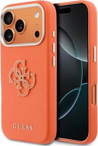 Guess PU Resin Logo kryt pre iPhone 17 Pro Max, oranžový