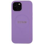 Guess PU Saffiano MagSafe kryt pre iPhone 15 Plus, fialový