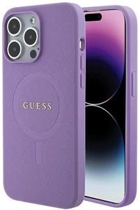 Guess PU Saffiano MagSafe kryt pre iPhone 15 Pro, fialový