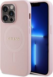Guess PU Saffiano MagSafe kryt pre iPhone 15 Pro, ružový