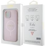 Guess PU Saffiano MagSafe kryt pre iPhone 15, ružový