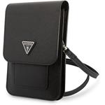 Guess PU Saffiano Triangle Logo taška na telefón, čierna