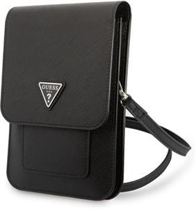 Guess PU Saffiano Triangle Logo taška na telefón, čierna