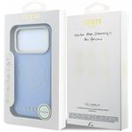 Guess PU Semi Wrap Perforated 4G Logo MagSafe kryt pre iPhone 18 Pro Max, modrý