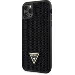 Guess Rhinestones Triangle Metal Logo kryt pre iPhone 11 Pro, čierny