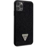 Guess Rhinestones Triangle Metal Logo kryt pre iPhone 11 Pro Max, čierny