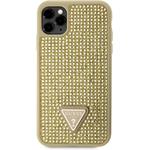 Guess Rhinestones Triangle Metal Logo kryt pre iPhone 11 Pro, zlatý