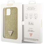 Guess Rhinestones Triangle Metal Logo kryt pre iPhone 12/12 Pro, zlatý