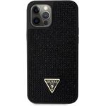 Guess Rhinestones Triangle Metal Logo kryt pre iPhone 12 Pro Max, čierny