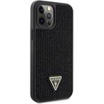 Guess Rhinestones Triangle Metal Logo kryt pre iPhone 12 Pro Max, čierny