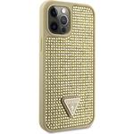 Guess Rhinestones Triangle Metal Logo kryt pre iPhone 12 Pro Max, zlatý