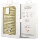 Guess Rhinestones Triangle Metal Logo kryt pre iPhone 12 Pro Max, zlatý