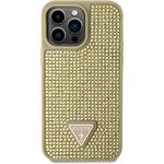 Guess Rhinestones Triangle Metal Logo kryt pre iPhone 14 Pro Max, zlatý