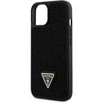 Guess Rhinestones Triangle Metal Logo kryt pre iPhone 15, čierny