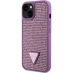 Guess Rhinestones Triangle Metal Logo kryt pre iPhone 15, fialový