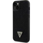 Guess Rhinestones Triangle Metal Logo kryt pre iPhone 15 Plus, čierny