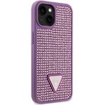 Guess Rhinestones Triangle Metal Logo kryt pre iPhone 15 Plus, fialový
