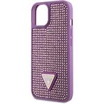 Guess Rhinestones Triangle Metal Logo kryt pre iPhone 15 Plus, fialový