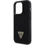 Guess Rhinestones Triangle Metal Logo kryt pre iPhone 15 Pro, čierny