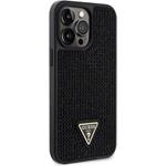Guess Rhinestones Triangle Metal Logo kryt pre iPhone 15 Pro Max, čierny