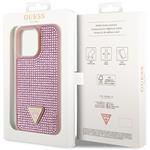 Guess Rhinestones Triangle Metal Logo kryt pre iPhone 15 Pro Max, ružový