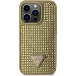 Guess Rhinestones Triangle Metal Logo kryt pre iPhone 15 Pro, zlatý