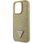 Guess Rhinestones Triangle Metal Logo kryt pre iPhone 15 Pro, zlatý