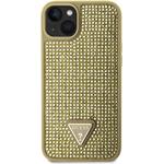 Guess Rhinestones Triangle Metal Logo kryt pre iPhone 15, zlatý