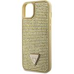 Guess Rhinestones Triangle Metal Logo kryt pre iPhone 15, zlatý
