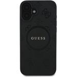 Guess Saffiano Peony Stamp MagSafe kryt pre iPhone 16, čierny