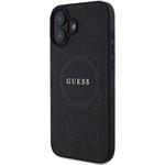 Guess Saffiano Peony Stamp MagSafe kryt pre iPhone 16, čierny