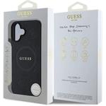 Guess Saffiano Peony Stamp MagSafe kryt pre iPhone 16, čierny