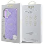 Guess Saffiano Peony Stamp MagSafe kryt pre iPhone 16, fialový