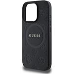 Guess Saffiano Peony Stamp MagSafe kryt pre iPhone 16 Pro, čierny