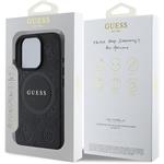 Guess Saffiano Peony Stamp MagSafe kryt pre iPhone 16 Pro, čierny