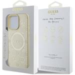 Guess Saffiano Peony Stamp MagSafe kryt pre iPhone 16 Pro Max, zlatý