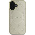 Guess Saffiano Peony Stamp MagSafe kryt pre iPhone 16, zlatý