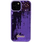 Guess Sequin Script Logo kryt pre iPhone 15, fialový