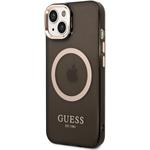 Guess Translucent MagSafe zadný kryt pre iPhone 14 Plus, čierny
