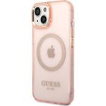 Guess Translucent MagSafe zadný kryt pre iPhone 14 Plus, ružový