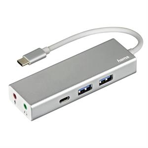 Hama 135758, USB-C 3.1 hub Aluminium, 2x USB-A, USB-C, 3,5 mm audio