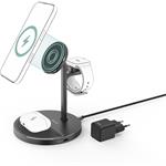 Hama bezdrôtová nabíjačka s držiakom 3v1, Qi2 15 W, USB-C adaptér 45 W