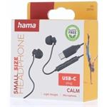 Hama Calm, USB-C slúchadlá s mikrofónom, mini štuple, čierne